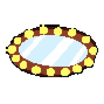 Bulb makeup mirror frame pixel art vector illustration Stock Illustration