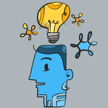 Bulb Man Idea doodle art Stock Illustration