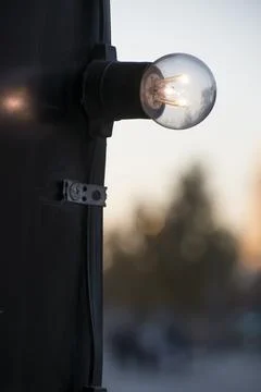 Bulb with nice sunset blurred background Stock Photos
