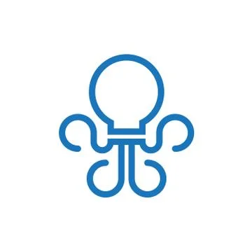 Bulb Octopus creative flat logo icon vector.Idea,inspiration Stock Illustration