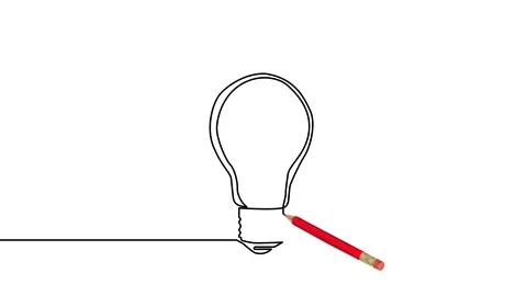 Bulb One Stroke Animaton Drawn With Pencil Stock Footage 113904938
