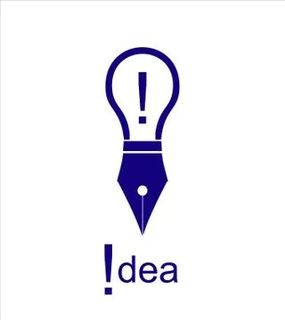 Bulb, pen and exclamation mark. Idea. Stock Illustration