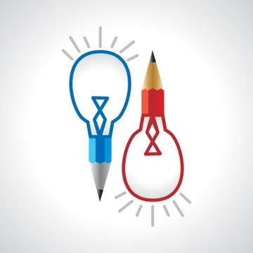 Bulb with pencil Stock Illustration