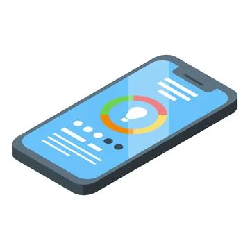 Bulb phone control icon isometric vector. Smart lightbulb Illustrazione stock