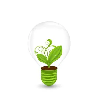Bulb with plant inside isolated on white background Stock Illustration