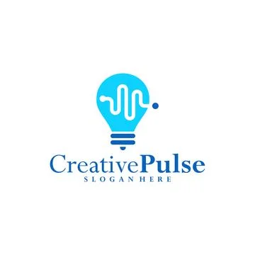 Bulb with pulse logo vector template, Creative pulse bulb logo design concept Stock Illustration