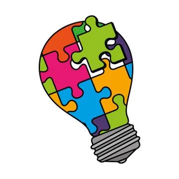Bulb with puzzle attached solution Stock Illustration