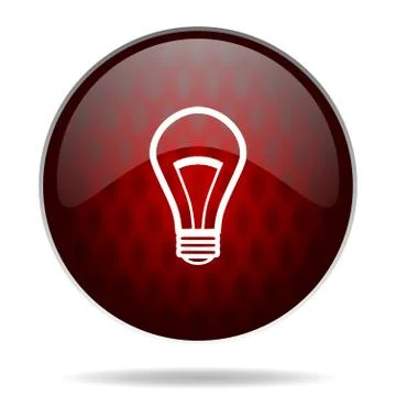 Bulb red glossy web icon on white background. Stock Illustration