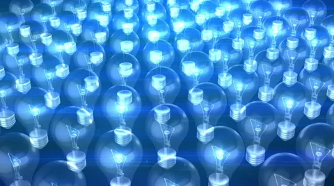 Bulb Row Glowing Blue Stock Footage 47136321