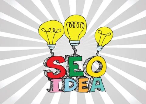Bulb SEO Idea Search Engine Optimization concept design Illustrazione stock