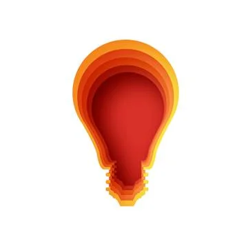 Bulb shape in paper craft style. Origami layered Electric bulb for creativity Stock Illustration