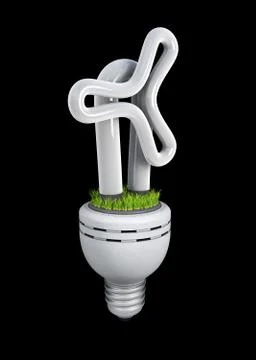 Bulb in the shape of a windmill, isolated black, 3d Illustration Stock Illustration