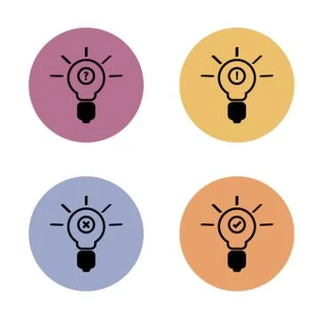 Bulb simple flat icon in color circle 스톡 일러스트