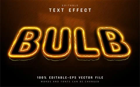 Bulb text effect neon style Illustrazione stock