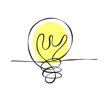 Bulb thinking idea one line contunuous line art black and white hand drawin.. 스톡 일러스트
