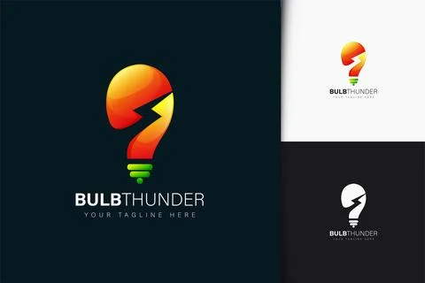 Bulb thunder logo design with gradient Stock Illustration