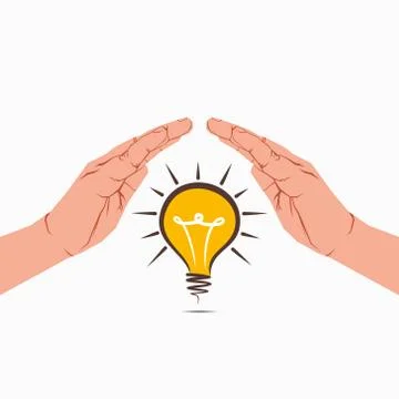Bulb under hand or new idea concept vector Stock Illustration