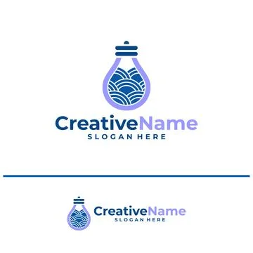 Bulb water logo design vector template, Creative bulb water waves logo conc.. Stock Illustration