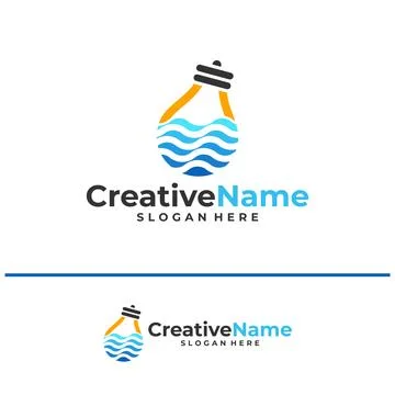 Bulb water logo design vector template, Creative bulb water waves logo conc.. Stock Illustration