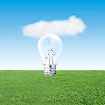 Bulb with windmills Stock Photos