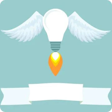 Bulb with wings . idea concept. Vector illustration Stock Illustration