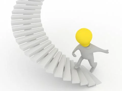 Bulbman on the stairs Stock Illustration