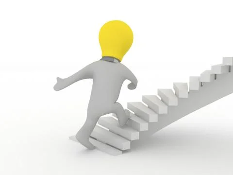 Bulbman on the stairs Stock Illustration