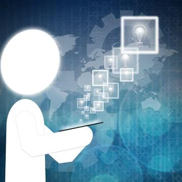 Bulbs icon on touch-screen tablet-pc Stock-Illustration