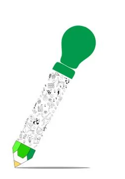 Bulbs on pencil stock vector Stock Illustration