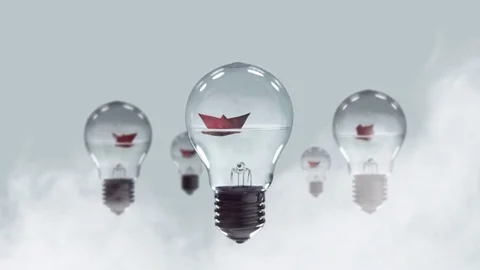 Bulbs with Red Ships Inside Stock Footage 74249601