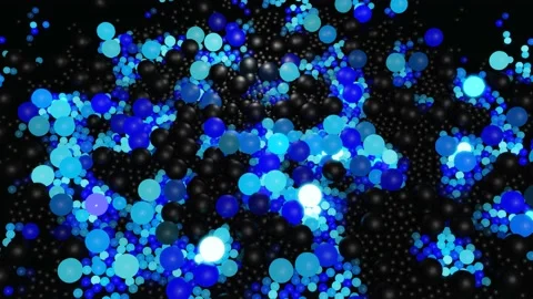 Bulbs start to glow forming pattern like abstract chrismas garland. Blue waves Stock Footage 163826251