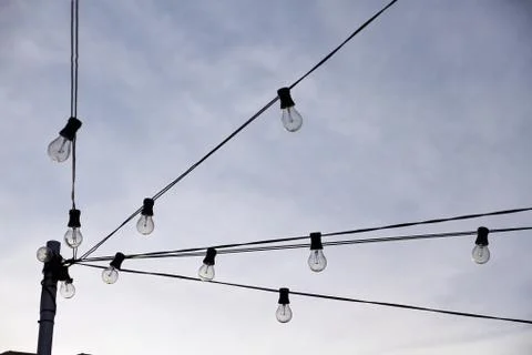 Bulbs on a sunset backroud Stock Photos