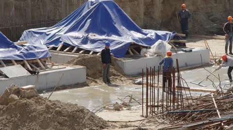 Bulders working at construction site Video stock 22957355