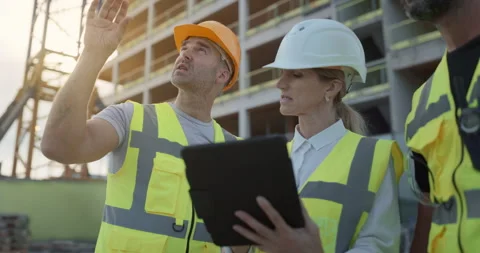 Bulding Construction Engineers Use Tablet Stock Footage 326457224