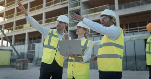 Bulding Construction Engineers Use Tablet Stock Footage 326457471
