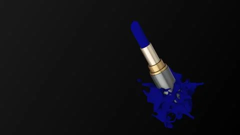 Bule colored lipstick with liquid splash Stock Illustration
