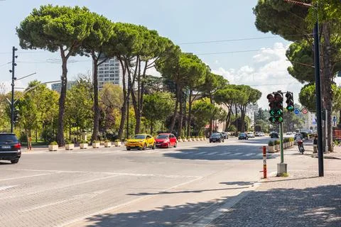 Bulevardi Deshmoret e Kombit Crossroads with Traffic Stock Photos