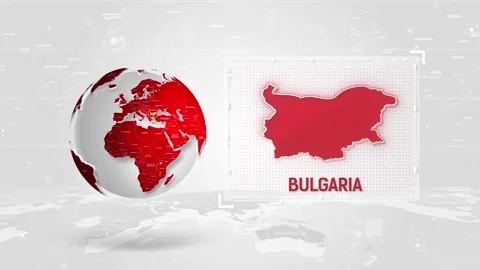 Bulgaria 4K Tech Map Beside Globe On White Background. Stock Footage 340465716