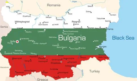 Bulgaria Abstract vector color map of Bulgaria country coloured by nationa... Stock Photos