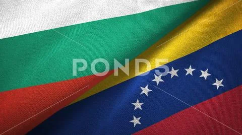 Bulgaria and Venezuela two flags textile cloth, fabric texture Stock Photos