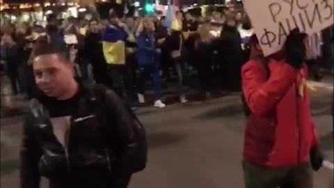 Bulgaria: Anti-War Protest In Sofia To Mark One Month Since Russian Invasion Of Stock Footage 172428075