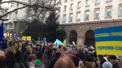 Bulgaria: Anti-War Protest In Sofia To Mark One Month Since Russian Invasion Of Stock-Footage 172428087