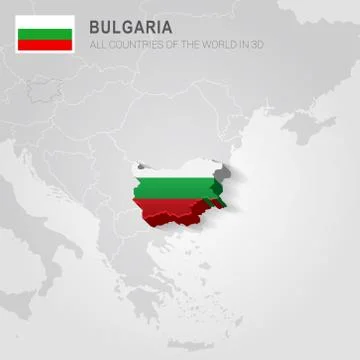 Bulgaria drawn on gray map. Stock Illustration
