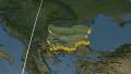 Bulgaria extruded. Blue Marble. Graticule. 4k or 4k+ Resolution