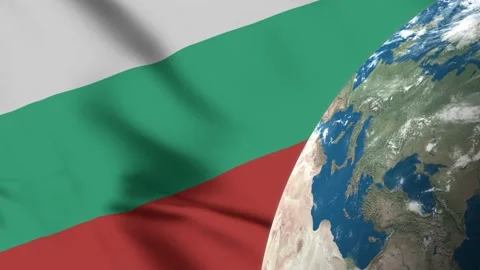 Bulgaria Flag and Bulgaria Map on Earth Globe 4K Stock Footage 220774885