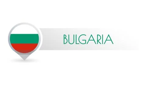 Bulgaria flag. Circle flag button in the map marker shape. Bulgarian country Stock Illustration