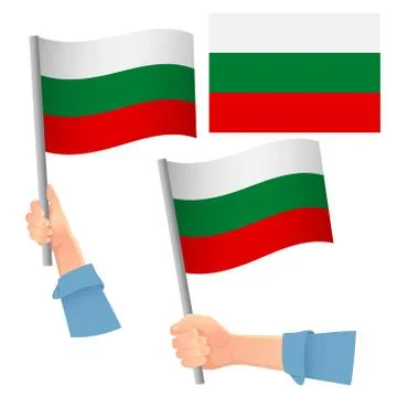 Bulgaria flag in hand set Stock Illustration