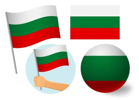 Bulgaria flag icon set Stock Illustration