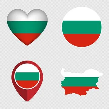 Bulgaria Flag Icons Pack. Vector illustration. Illustrazione stock
