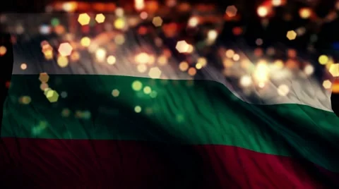 Bulgaria Flag Light Night Bokeh Abstract Loop Animation 4K Stock Footage 47523251